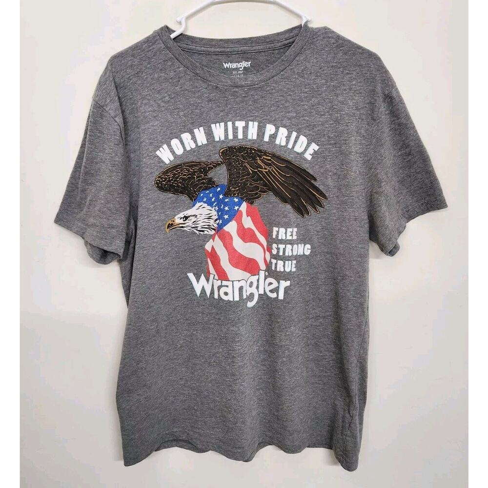 Wrangler Worn With Pride Eagle Short Sleeve T-shirt Men's Large Gray 1107